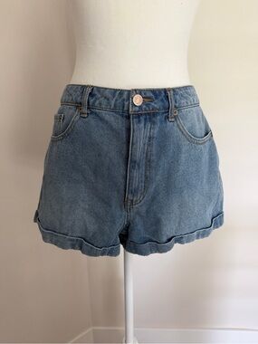 Forever 21 Light Blue Rolled-Hem Denim Shorts